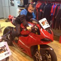 On a Ducati... powerful machine